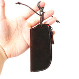 Vintage Leather Key Holder Wallet Men Zipper Car Key Ring Case Pouch