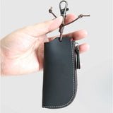 Vintage Leather Key Holder Wallet Men Zipper Car Key Ring Case Pouch