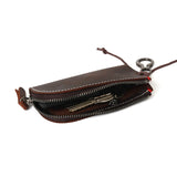 Vintage Leather Key Holder Wallet Men Zipper Car Key Ring Case Pouch