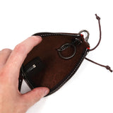 Vintage Leather Key Holder Wallet Men Zipper Car Key Ring Case Pouch