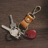 Leather Key Holder Metal Hook Cartoon Keychain Crazy Horse Cowhide Men Key