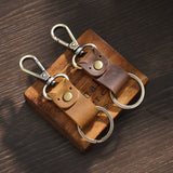 Leather Key Holder Metal Hook Cartoon Keychain Crazy Horse Cowhide Men Key