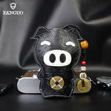 Women's Cowhide Key Wallet Smart Key Holder Pouch Housekeeper Soft Bag