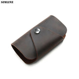 Vintage Crazy Horse Leather Key Wallet Holder For Men