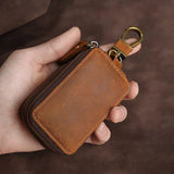 Leather Key Wallet Keychain Zipper Men Car Key Holder Case Housekeeper Pouch Bag