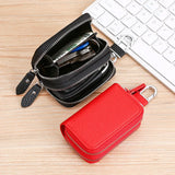Leather Key Wallet Keychain Zipper Men Car Key Holder Case Housekeeper Pouch Bag