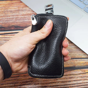Men's Leather Key Wallet Keychain Holder Zipper Car Key Case