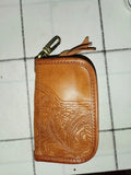 Vintage Zipper Leather Key Wallet Men Women