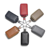 Leather Key Wallets Double Zipper Car Key Holder Men Business Keys Organizer