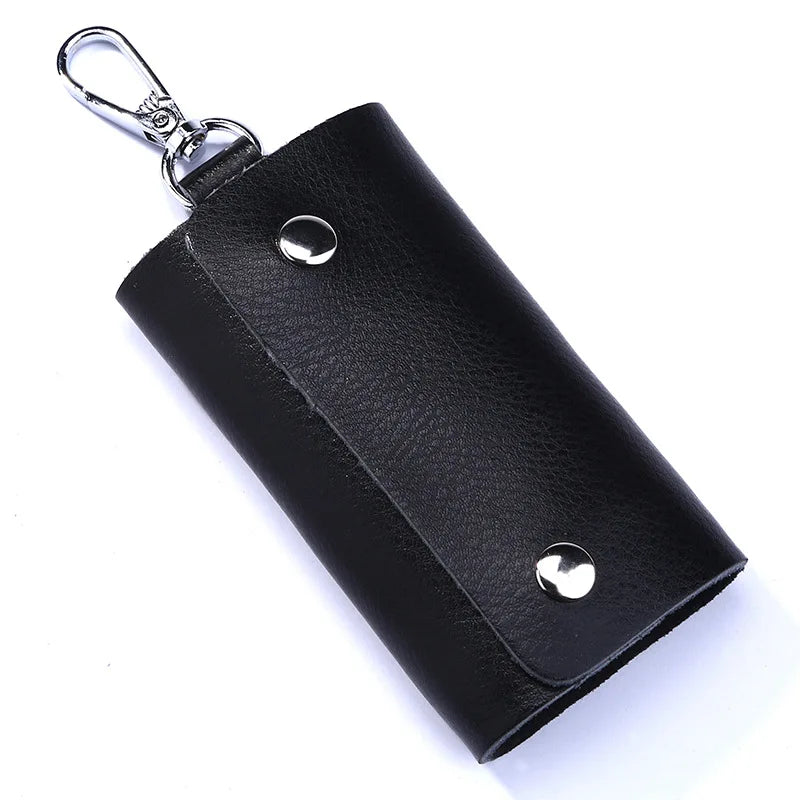Leather Key Wallets Keychain Case Bag Women Men Key Holder Organizer Cover
