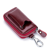 Leather Key Wallets Men Cowhide Key Holders Multifunction Zipper