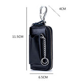 Leather Key Wallets Men Car Key Holders Cowhide Multifunction Zipper