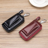 Leather Key Wallets Men Cowhide Key Holders Multifunction Zipper
