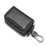 Leather Key Wallets Unisex Key Bag Double Zipper Keychain Case