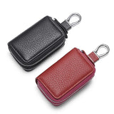 Leather Key Wallets Unisex Key Bag Double Zipper Keychain Case