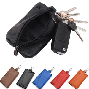 Leather Key Wallets Key Holder Car Key Organizer Zipper Key Case Bag