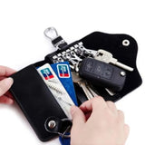 Leather Key Wallets for Men Women Zipper Key Case Bag