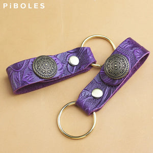 Leather Keychain DIY Pendant Key Ring Cow Leather Key Chain Holder