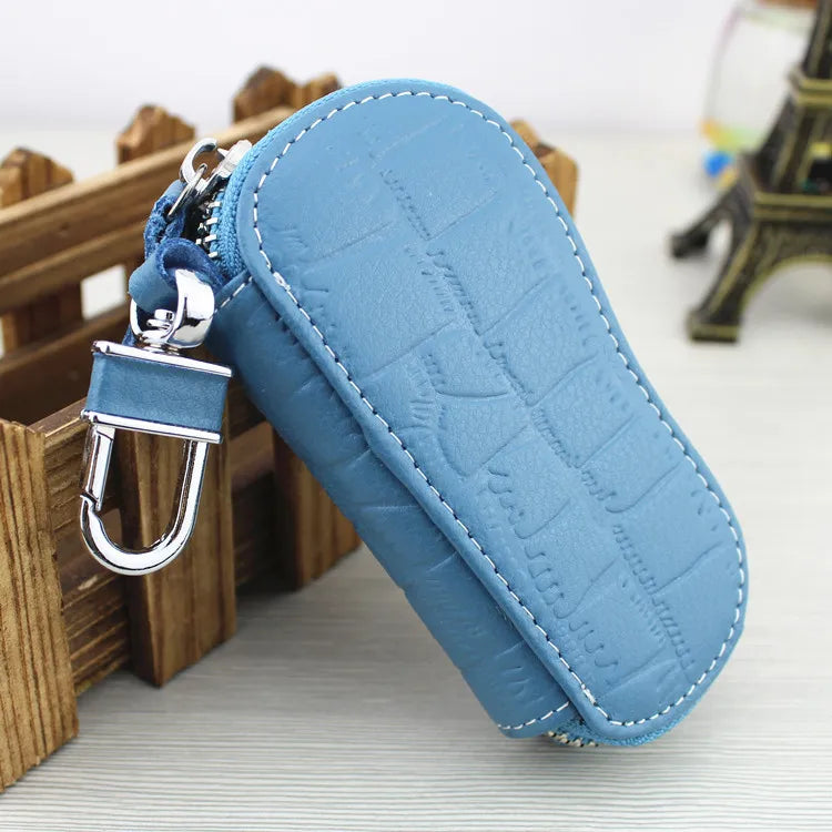 Leather Keychain Holder Organizer Wallet Car Key Pouch