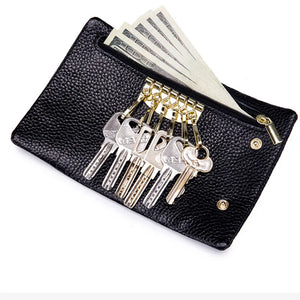Leather Keychain Wallet Cover Hasp Keys Organizer