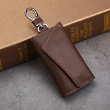 Leather Keychain Men Women Solid Keyrings Package Hasp Keys Organizer