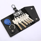 Leather Keychain Men Women Solid Keyrings Package Hasp Keys Organizer
