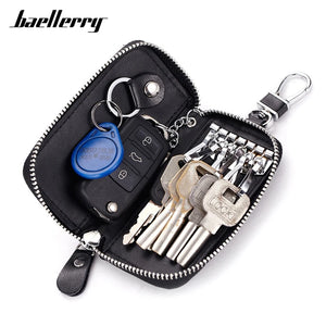 Leather Keychain Wallet Multi-function Car Key Holder Zipper