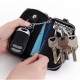 Leather Keychain Wallet Multi-function Car Key Holder Zipper
