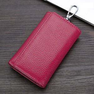 Leather Keychain Wallet Solid Multifunctional Key Case Cow Leather Key Wallet