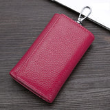 Leather Keychain Wallet Solid Multifunctional Key Case Cow Leather Key Wallet