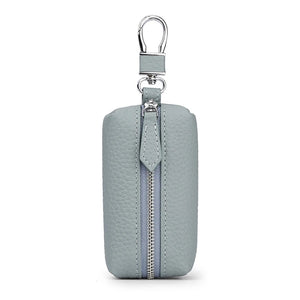 Leather Keychain Wallets Men Women Solid Zipper Car Key Holders