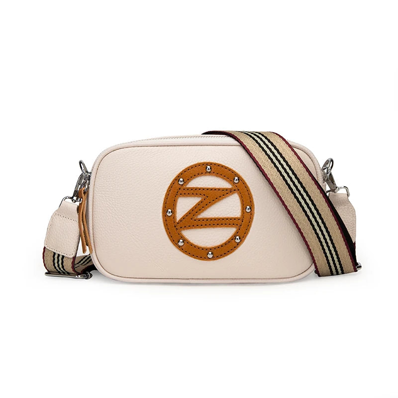 Small Leather Shoulder Bag for Women, Wide Straps Crossbody Purse