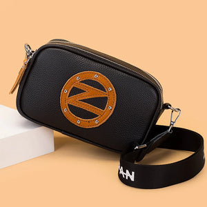 Small Leather Shoulder Bag for Women, Wide Straps Crossbody Purse