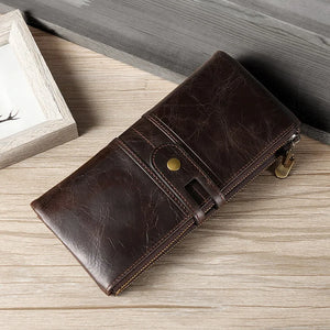 RFID Long Clutch Leather Wallet Men Women