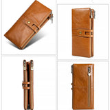 RFID Long Clutch Leather Wallet Men Women
