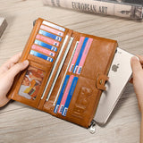 RFID Long Clutch Leather Wallet Men Women