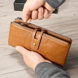 RFID Long Clutch Leather Wallet Men Women