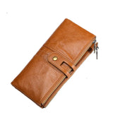 RFID Long Clutch Leather Wallet Men Women