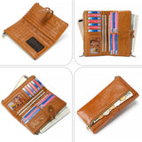 RFID Long Clutch Leather Wallet Men Women