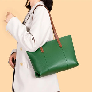 Luxury Large Capacity Tote Bag Soft Cow Leather Shoulder Bag