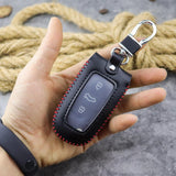 Leather Key Wallet Housekeeper Keychain Cover Zipper Keys Case