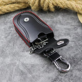 Leather Key Wallet Housekeeper Keychain Cover Zipper Keys Case