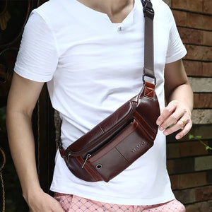 Leather Men Fanny Packs Sport Bum Money Belt Bags
