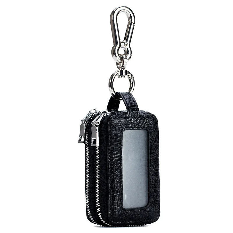 Crocodile Dual Zipper Key Case Large Capacity Organizer Small Wallet