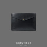 Leather Laptop Bag Business Handbag Briefcase A4 Document Storage File Organizer