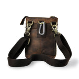 Leather Men Multi-function Coffee Small Crossbody Shoulder Bag