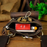 Leather Men Multi-function Coffee Small Crossbody Shoulder Bag