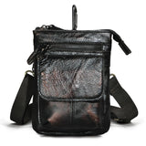 Leather Men Multi-function Coffee Small Crossbody Shoulder Bag