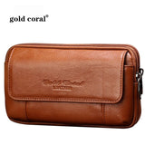 Leather Men Small Hip Waist Bags Male Fanny Pack Phone Pouch Bum Belt Bag