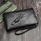 Crocodile-pattern Men's Wallet High-Capacity Business Zipper Long Wallet